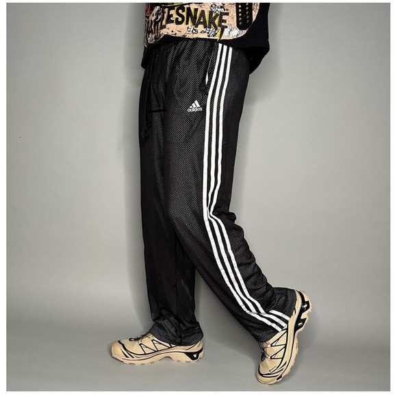 Adidas Basketball Shorts Black White Three Stripe Mesh Athletic Climalite - Picture 1 of 12